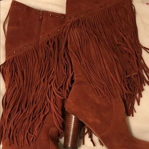 Suede fringe boots
